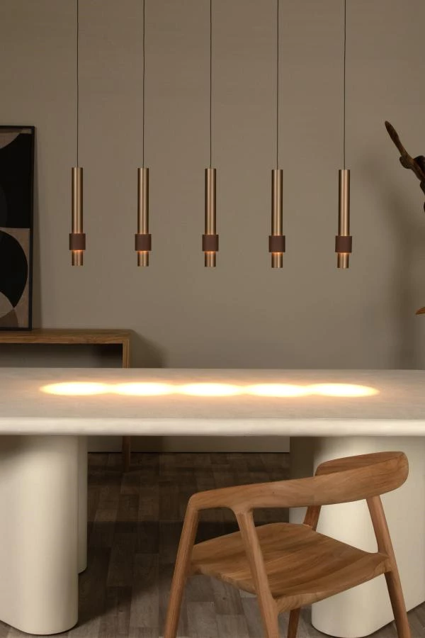 Lucide MARGARY - Pendant light - LED Dim. - 5x4,2W 2700K - Coffee - atmosphere 1